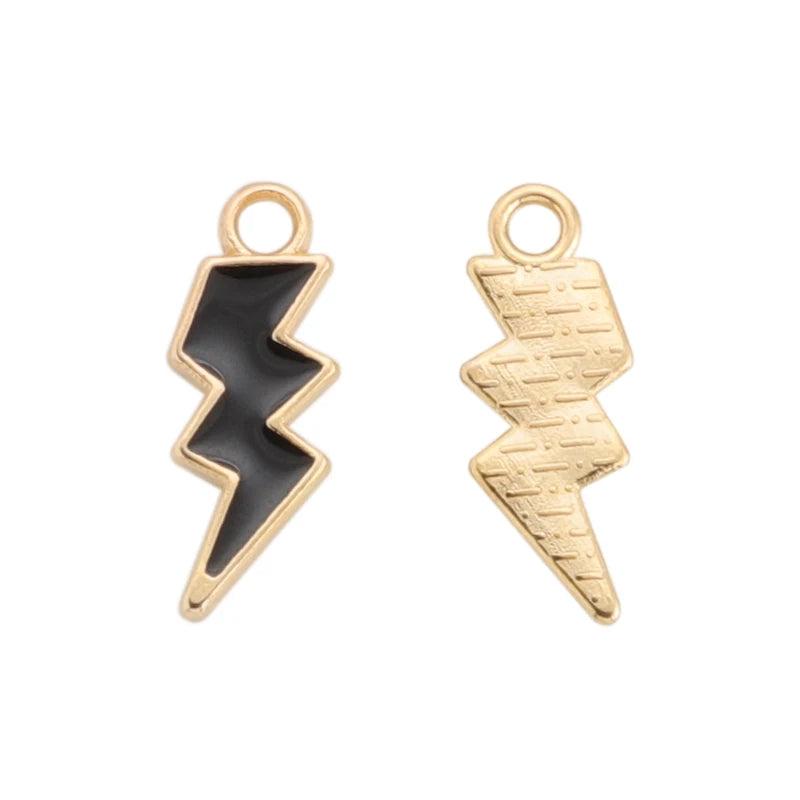 10Pcs/lot Enamel Lightning Charms Colorful Drop Oil Alloy Pendant