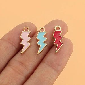 10Pcs/lot Enamel Lightning Charms Colorful Drop Oil Alloy Pendant