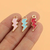 10Pcs/lot Enamel Lightning Charms Colorful Drop Oil Alloy Pendant