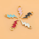 10Pcs/lot Enamel Lightning Charms Colorful Drop Oil Alloy Pendant