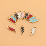 10Pcs/lot Enamel Lightning Charms Colorful Drop Oil Alloy Pendant