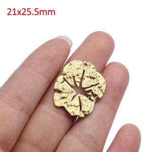 10pcs Raw Brass Broken Leaf Charms Hammered Flower Pendant for DIY Earrings