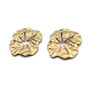 10pcs Raw Brass Broken Leaf Charms Hammered Flower Pendant for DIY Earrings
