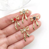 15x24mm Rhinestone Bow Charm For Jewelry Making