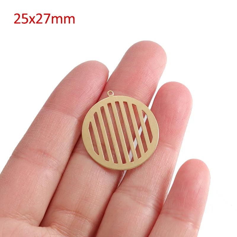 10pcs Raw Brass Circle Charms for DIY Earrings Jewelry Making