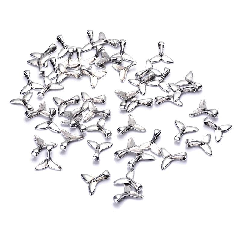 50pcs Antique Silver Mermaid Fishtail Charms for DIY Jewelry Making