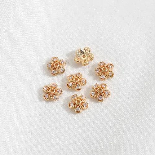 14K Zircon Flower Bracelet Holder Ornamental Beaded Cap Accessories