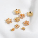 14K Zircon Flower Bracelet Holder Ornamental Beaded Cap Accessories