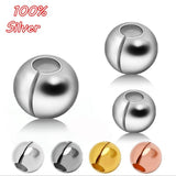 925 Sterling Silver End Cap Beads Spacer Charms for Diy Jewelry Making