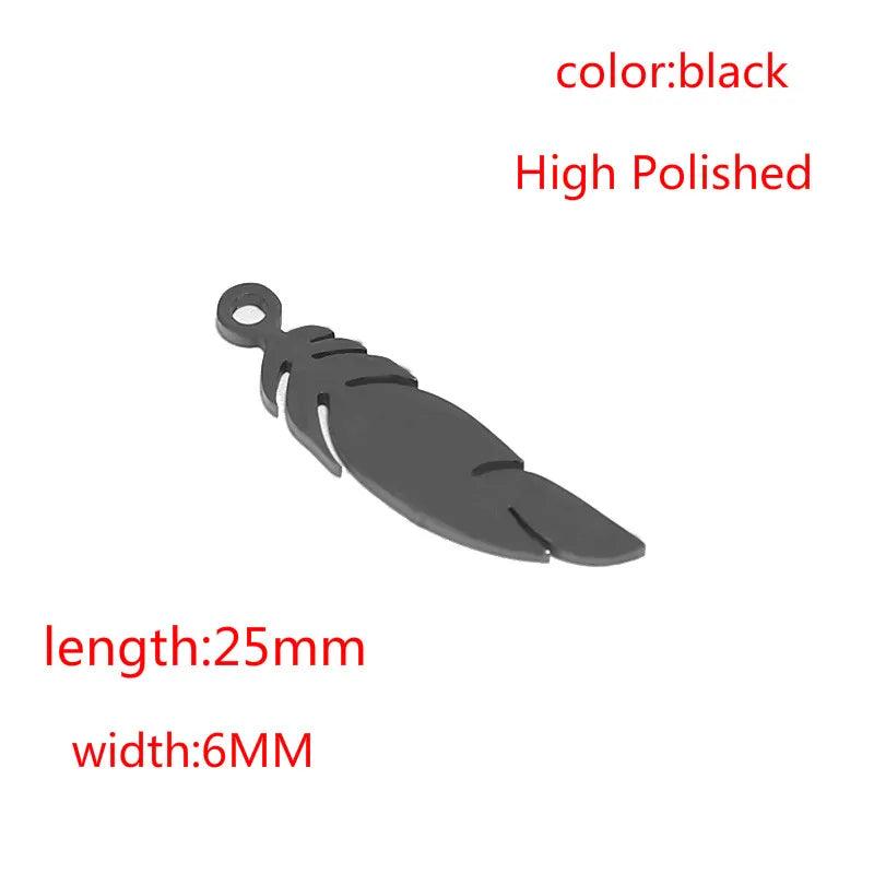Polished Stainless Steel Feather Pendant DIY Jewelry Making