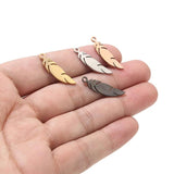 Polished Stainless Steel Feather Pendant DIY Jewelry Making
