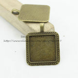 Sweet Bell 12pcs Bronze Square Cabochon Setting Pendant Blanks