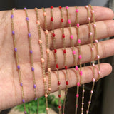1m Copper Love Heart Drop Oil Chains Charms Necklace Bracelet Chains Finding