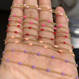 1m Copper Love Heart Drop Oil Chains Charms Necklace Bracelet Chains Finding