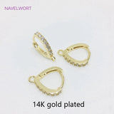 14K Plated Hoop Earrings Clasps Hooks with Zircon Inlay