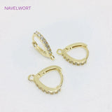 14K Plated Hoop Earrings Clasps Hooks with Zircon Inlay