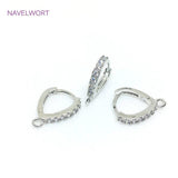 14K Plated Hoop Earrings Clasps Hooks with Zircon Inlay