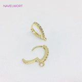 14K Plated Hoop Earrings Clasps Hooks with Zircon Inlay