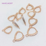 14K Plated Hoop Earrings Clasps Hooks with Zircon Inlay
