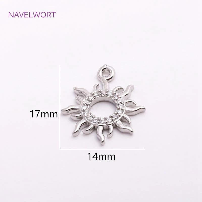 14mm*17mm Rhodium Zircon Sun Charms for Earrings