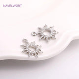 14mm*17mm Rhodium Zircon Sun Charms for Earrings