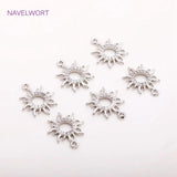 14mm*17mm Rhodium Zircon Sun Charms for Earrings