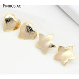 High Brass Metal 14k Plated Star/ Heart Post Earrings