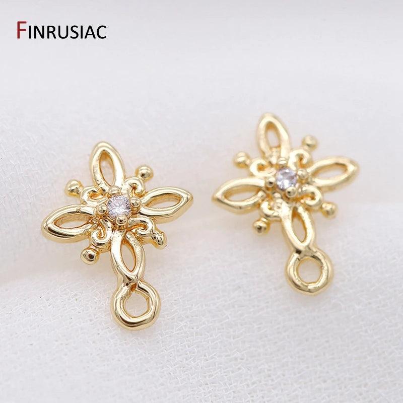 Small Flower Stud Earring Findings 14k Real Plated DIY
