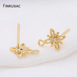 Small Flower Stud Earring Findings 14k Real Plated DIY
