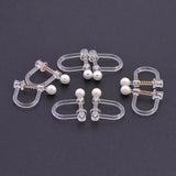 20pcs Clear Resin Spring Pearl Ear Clip DIY Earrings Accessory