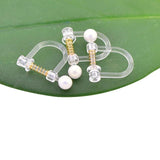 20pcs Clear Resin Spring Pearl Ear Clip DIY Earrings Accessory