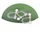 20pcs Clear Resin Spring Pearl Ear Clip DIY Earrings Accessory