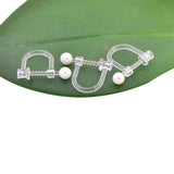 20pcs Clear Resin Spring Pearl Ear Clip DIY Earrings Accessory