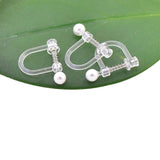 20pcs Clear Resin Spring Pearl Ear Clip DIY Earrings Accessory