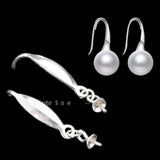 925 Sterling Silver Flower Ear Wire Hooks Earring Findings