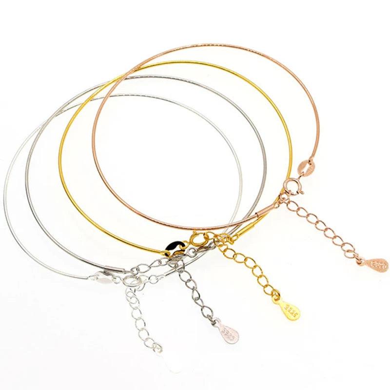 925 Sterling Silver Screw Bracelet Bangle Rose Beaded Spiral Bracelet