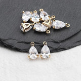 18K Plated Zircon Water Drop Pendant DIY Earring 10pcs/lot