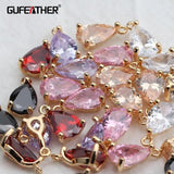 18K Plated Zircon Water Drop Pendant DIY Earring 10pcs/lot