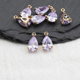 18K Plated Zircon Water Drop Pendant DIY Earring 10pcs/lot