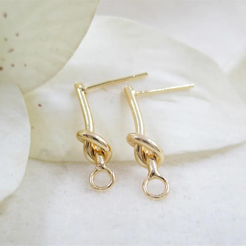 Vacuum Plating Knotted Ear Pin Drop Pendant 1pair