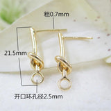 Vacuum Plating Knotted Ear Pin Drop Pendant 1pair