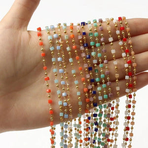 1 Meter Square Crystal Brass Chain for DIY Jewelry Making