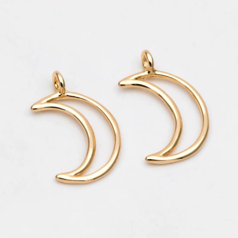 10pcs Plated Brass Moon Charms 16x10mm Lead Nickel Free