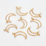 10pcs Plated Brass Moon Charms 16x10mm Lead Nickel Free