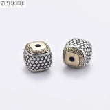 Vintage 925 Silver Lucky Symbol Beads Square DIY Jewelry