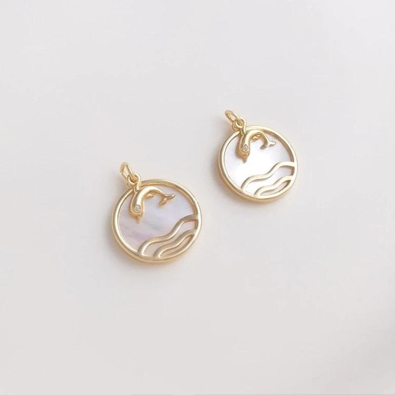 2PCS 14k Filled 13.5mm Necklace Pendant DIY Jewelry Brass Accessories