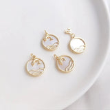 2PCS 14k Filled 13.5mm Necklace Pendant DIY Jewelry Brass Accessories