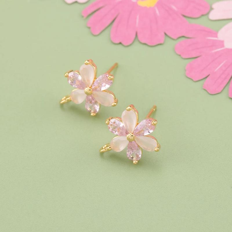 Flower Shape Earrings, 18k Plated, Nickel Free, Copper Metal