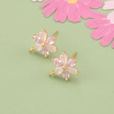 Flower Shape Earrings, 18k Plated, Nickel Free, Copper Metal