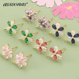 Flower Shape Earrings, 18k Plated, Nickel Free, Copper Metal